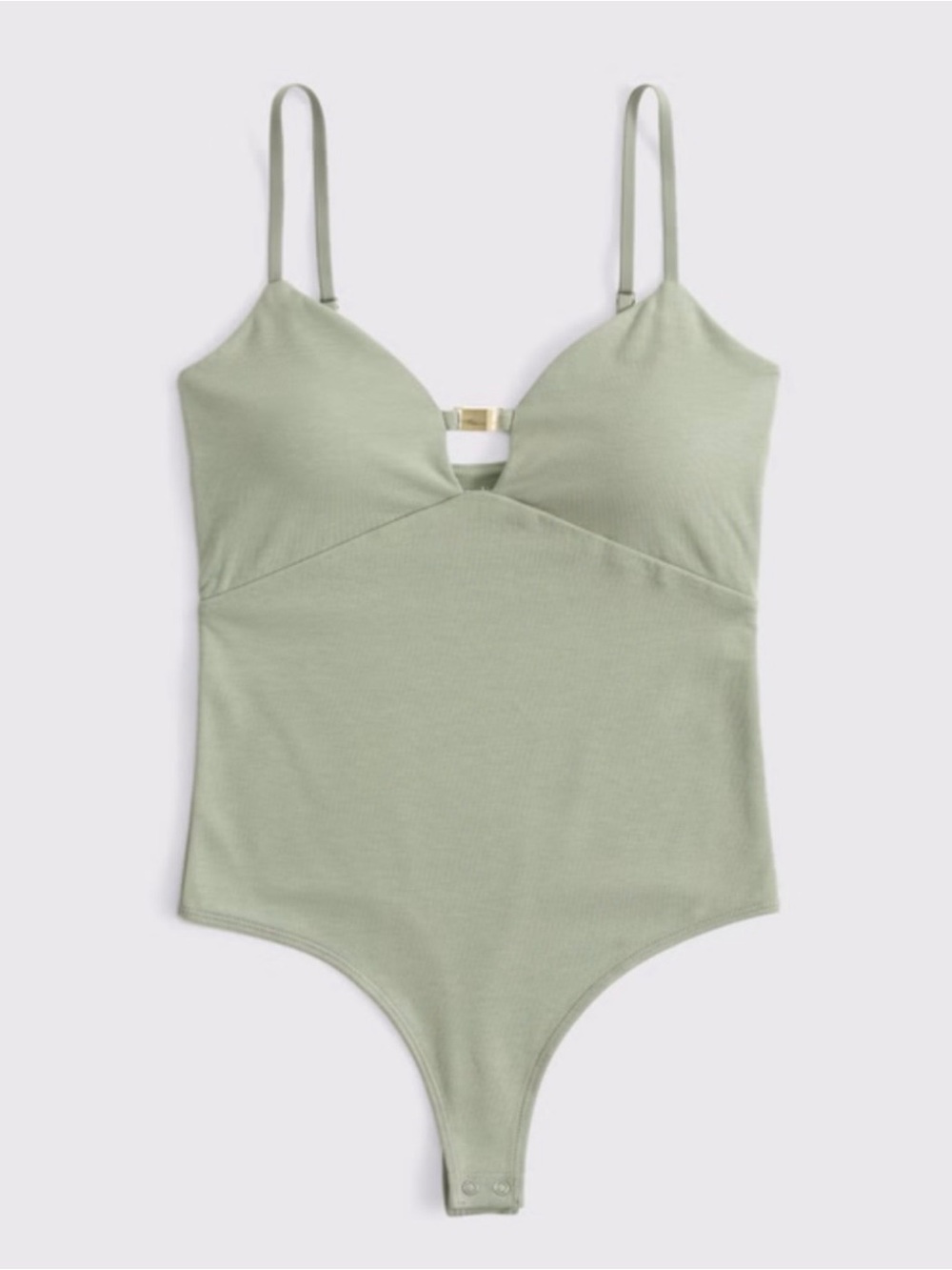Abercrombie & Fitch Olive Green Bra Free Bodysuit